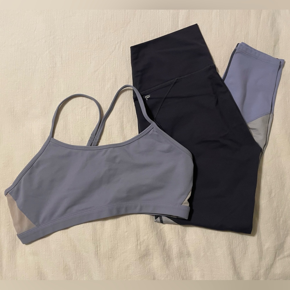Fabletics Purple and Gray Leggings Set